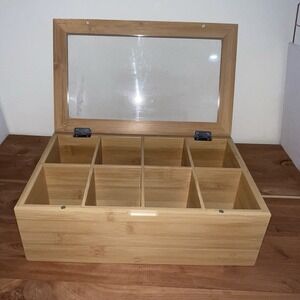 RoyalHouse Big Natural Bamboo Tea Box Storage Organizer, 8 Compartments